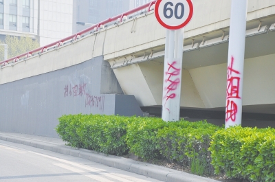 電線桿、立交橋等被噴涂，嚴(yán)重影響了市容。