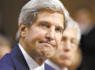 3日，克里在參院聽證會(huì)上。