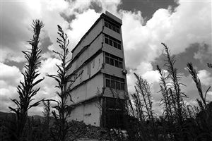 這幢5層的“片片樓”周圍已是一片拆遷后的廢墟，左邊的一堵墻上，不少鋼筋裸露在外面 圖片來(lái)源：新華網(wǎng)