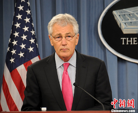 資料圖:華盛頓時間4月29日,美國防長哈格爾與到訪的日本防衛(wèi)大臣小野寺五典舉行會晤。中新社發(fā) 德永健 攝