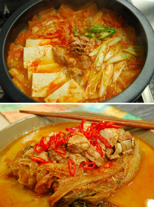 　　上圖為金槍魚泡菜湯,下圖為泡菜雜燴湯。