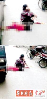 　媽媽哭著坐在旁邊打電話，孩子的爸爸還在三門峽打工。