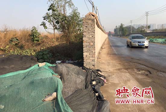 一墻之隔，一邊是道路，一邊是垃圾和荒草，市民質(zhì)疑其為遮羞墻。