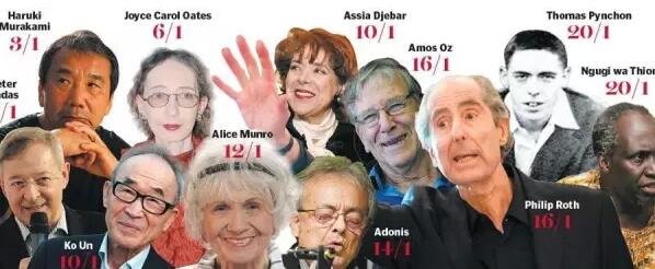 在 一篇名為“誰能贏得諾貝爾文學(xué)獎”的文章中，作者寫到，全球最大博彩公司之一的Ladbrokes(立博)員工，他們工作并非讀書、分析作者或是揣摩評委的心思，而是將行業(yè)評價、作家國籍、歷屆獲獎?wù)咝畔⒌冗M(jìn)行綜合評估，然后預(yù)測哪些人可能獲獎。