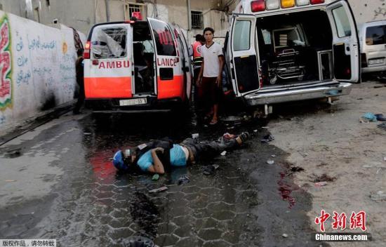 資料圖：加沙，以色列戰(zhàn)機(jī)轟炸一處市場(chǎng)，造成至少17名巴勒斯坦人死亡，200多人受傷。