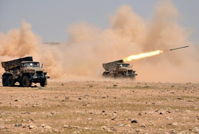 敘利亞三軍進行實彈演習(xí) 敘利亞三軍進行實彈演習(xí)