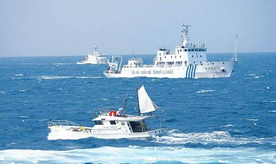 資料圖：中日對(duì)峙釣魚島海域清晰大圖。